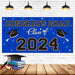 2024 Graduation Party Plastic Backdrop - 65" X 32.7" Congrats Grad Banner in Blue, Large Class of 2024 Decorations, Photography & Grad Party Supplies