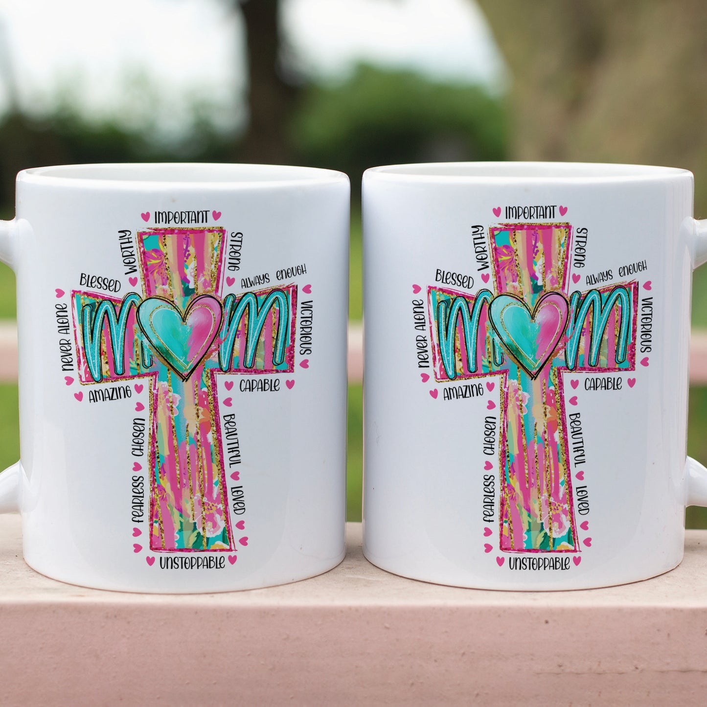 Faithful Mom Mug – Christian Mother’s Day Gift With Cross And Heart, Uplifting Spiritual Coffee Cup 682154