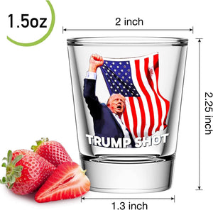 Donald Trump Shot Glass 1.5 oz | Assassination Picture & Fist Pump Shot Glass | Trump 47th President Print Shot Glasses M1767 - GOP