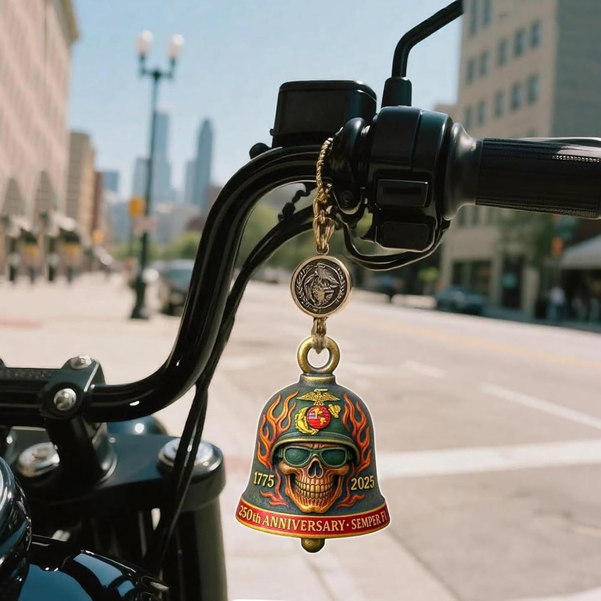 250 Years Anniversary Motorcycle Bell, Handmade Guardian Bell for Luck, Biker Keychain for Men 683720