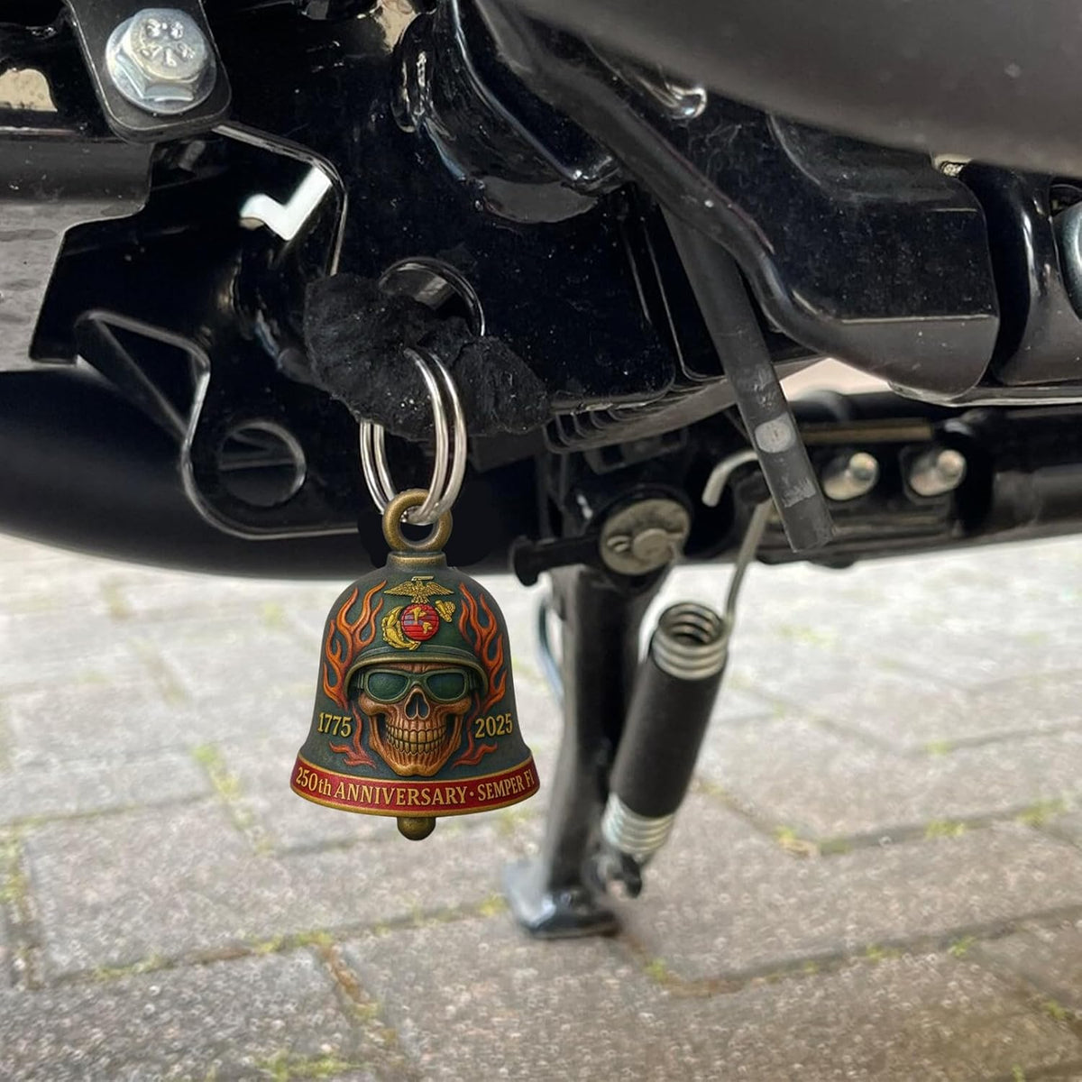 250 Years Anniversary Motorcycle Bell, Handmade Guardian Bell for Luck, Biker Keychain for Men 683720