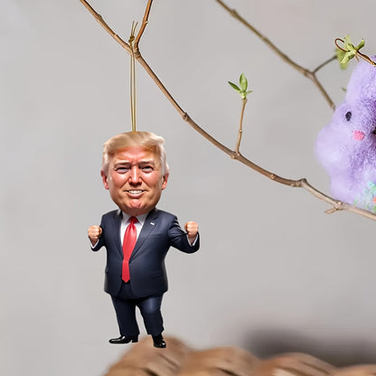 1pc Trump Cartoon Acrylic 2D Car Decor - Versatile Hanging Ornament for Rearview Mirror, Keychain, Phone Case & More 681644