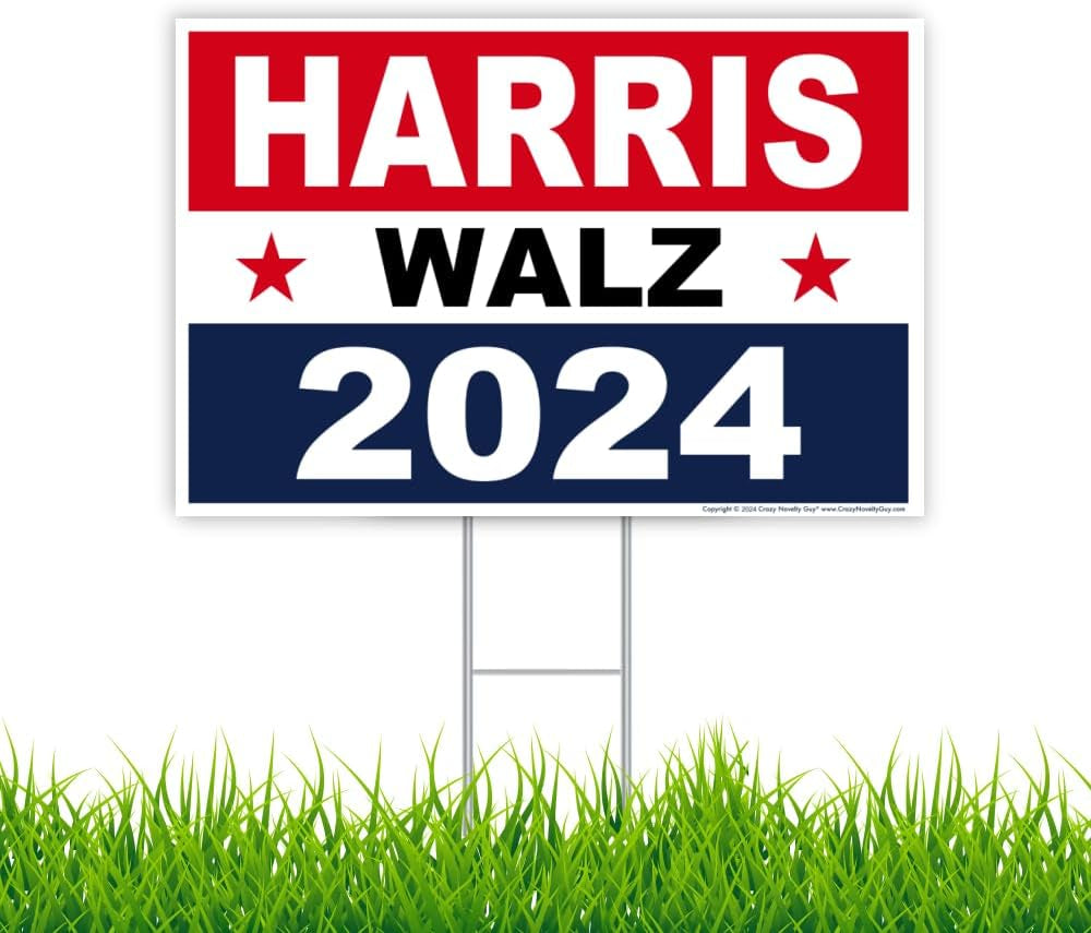 Harris Walz 2024 Yard Sign, Kamala Harris President Tim Walz Vice President 2024 Yard Sign, 18" X 12" Double-Sided Sign, Metal H-Stake