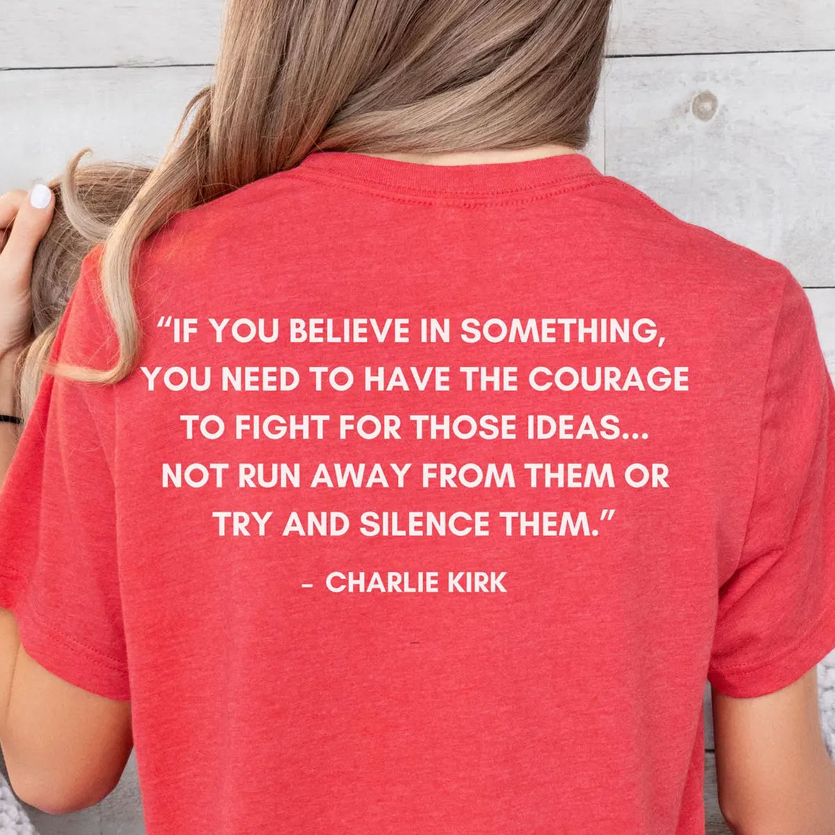 Courage Over Silence Backside Shirt | Charlie Kirk Red Shirt | We Wear Red Charlie Kirk Birthday October 14 | Red Freedom Shirt 682829