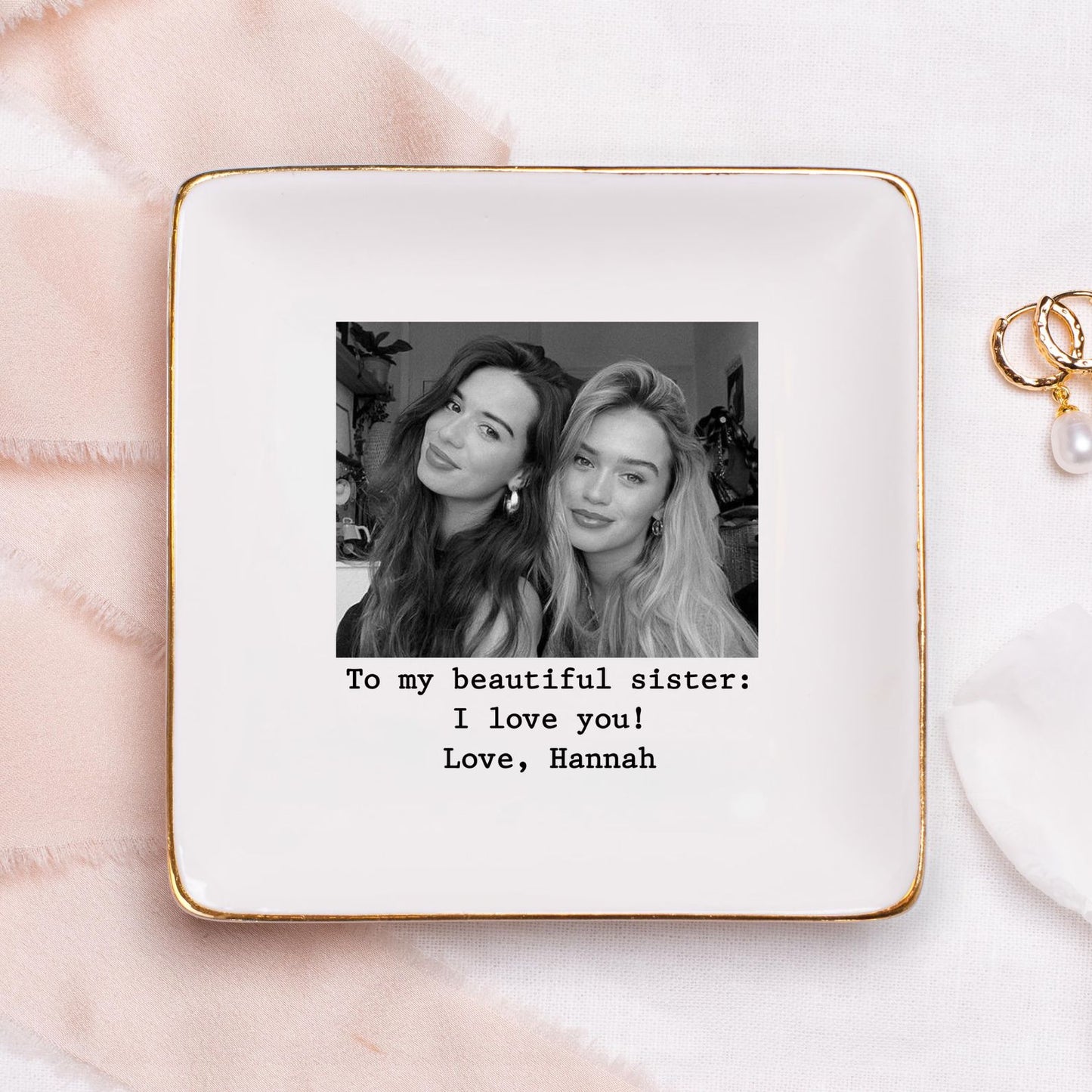 Always My Sister Trinket Dish | Personalized Jewelry Dish | Custom Photo Jewelry Ring Dish | Gift For Bestie 684794