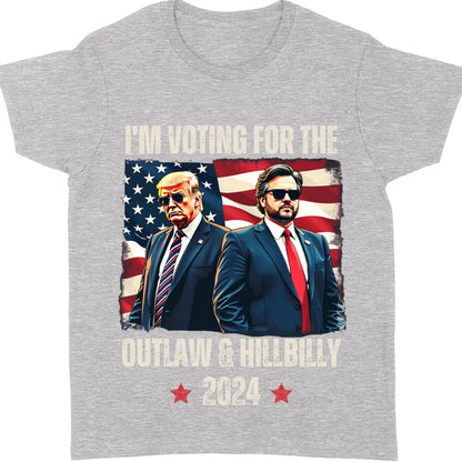 I'm Voting For The Outlaw And The Hillbilly 2024 Shirt | Trump Vance Shirt | Trump Supporters Shirt Dark T1560 - GOP