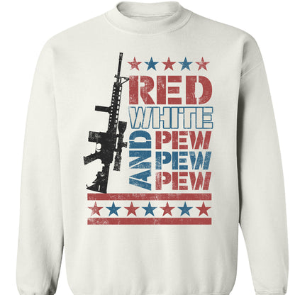 Red White and Pew Pew Pew Unisex Shirt | 4th of July Shirt | Retro America Patriotic Shirt Bright C1055