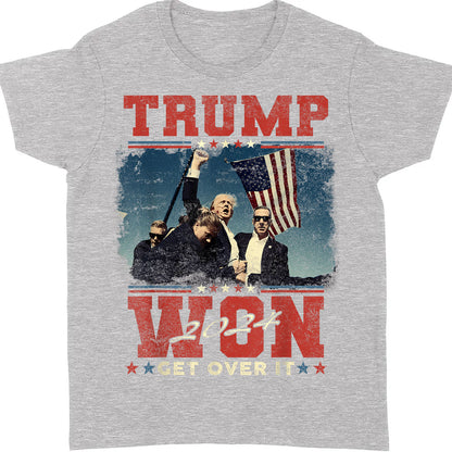 Trump Won Get Over It, Trump Victory Shirt, Celebrate the Win Election 47th Shirt Dark T1706 - GOP