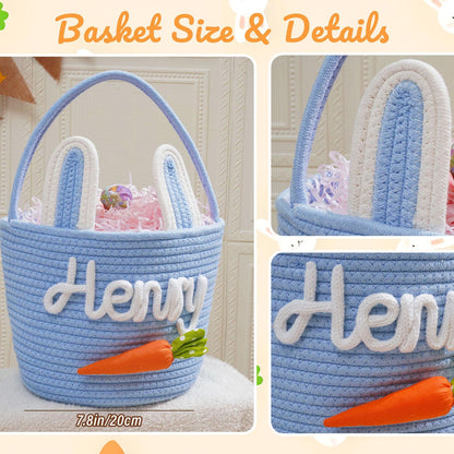 Personalized Easter Basket, Custom Name Basket, Easter Egg Hunt Gift Basket, Bunny Basket 684378