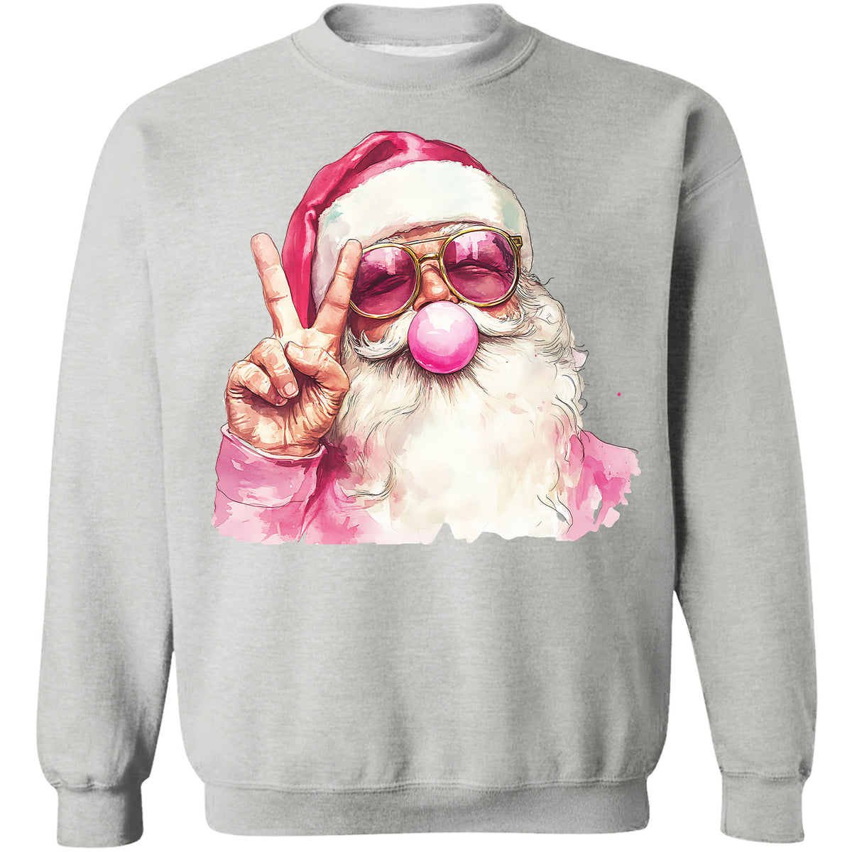Retro Santa Christmas Blowing Bubble, Vintage Merry Christmas Sweater, Funny Santa With Sunglasses Xmas Holiday Sweatshirt C1633