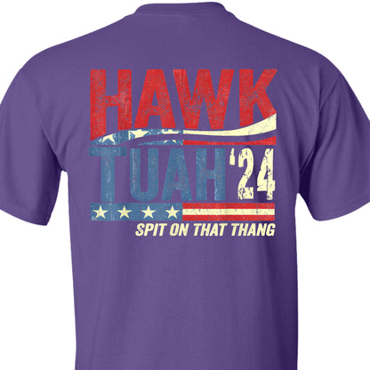 Hawk Tuah Spit On That Thang 2024 American Flag | Hawk Tuah Shirt | Election Tee | Political Dark Backside Shirt C1081 - GOP