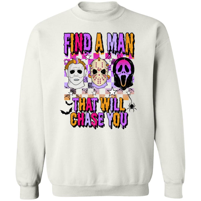 Find A Man Retro Horror Halloween Shirt, Spooky Vibes, Scary Movie, Trendy Halloween Shirt 776V1
