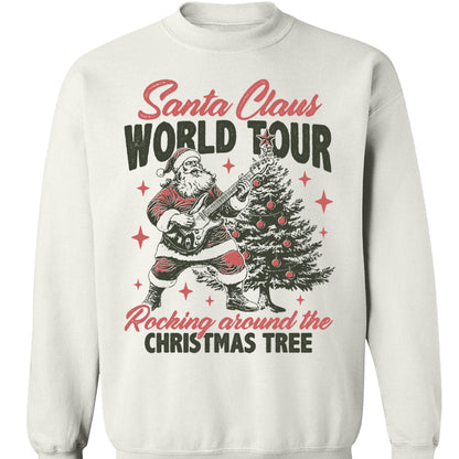 Retro Santa Claus Shirt, Vintage Merry Christmas Sweater, Funny Santa Rocking Around Christmas Tree Sweatshirt T1636