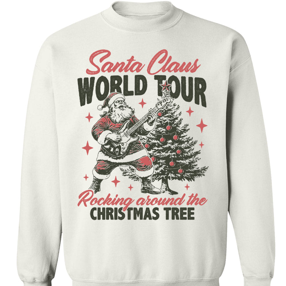 Retro Santa Claus Shirt, Vintage Merry Christmas Sweater, Funny Santa Rocking Around Christmas Tree Sweatshirt T1636