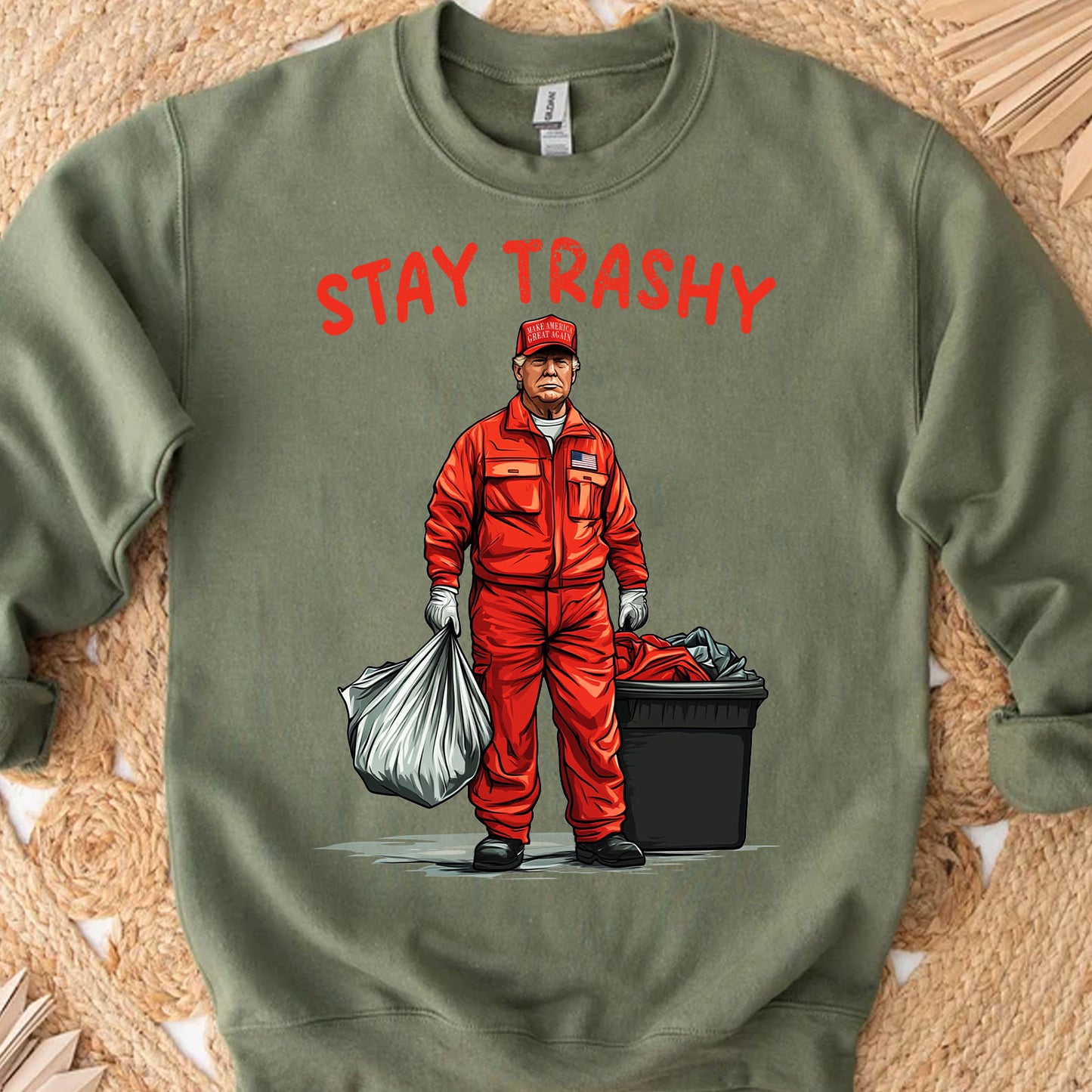 Trashy Donald Trump as Garbage Collector, Stay Trashy, Garbage for Trump 2024 Patriotic Shirt Bright C1692 - GOP