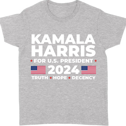 Kamala Harris Truth Hope Decency Shirt | Kamala Harris 2024 Shirt | Democrat Shirt Dark T1447 - KH2
