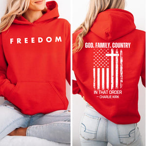 God Family Country In That Order Charlie Kirk Shirt | Justice Charlie Kirk Memorial Front & Back Shirt 683110