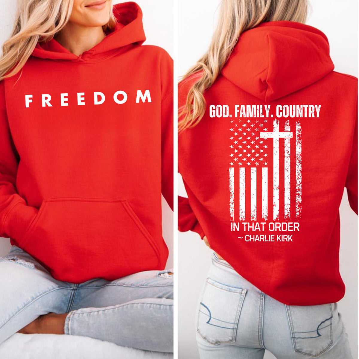 God Family Country In That Order Charlie Kirk Shirt | Justice Charlie Kirk Memorial Front & Back Shirt 683110