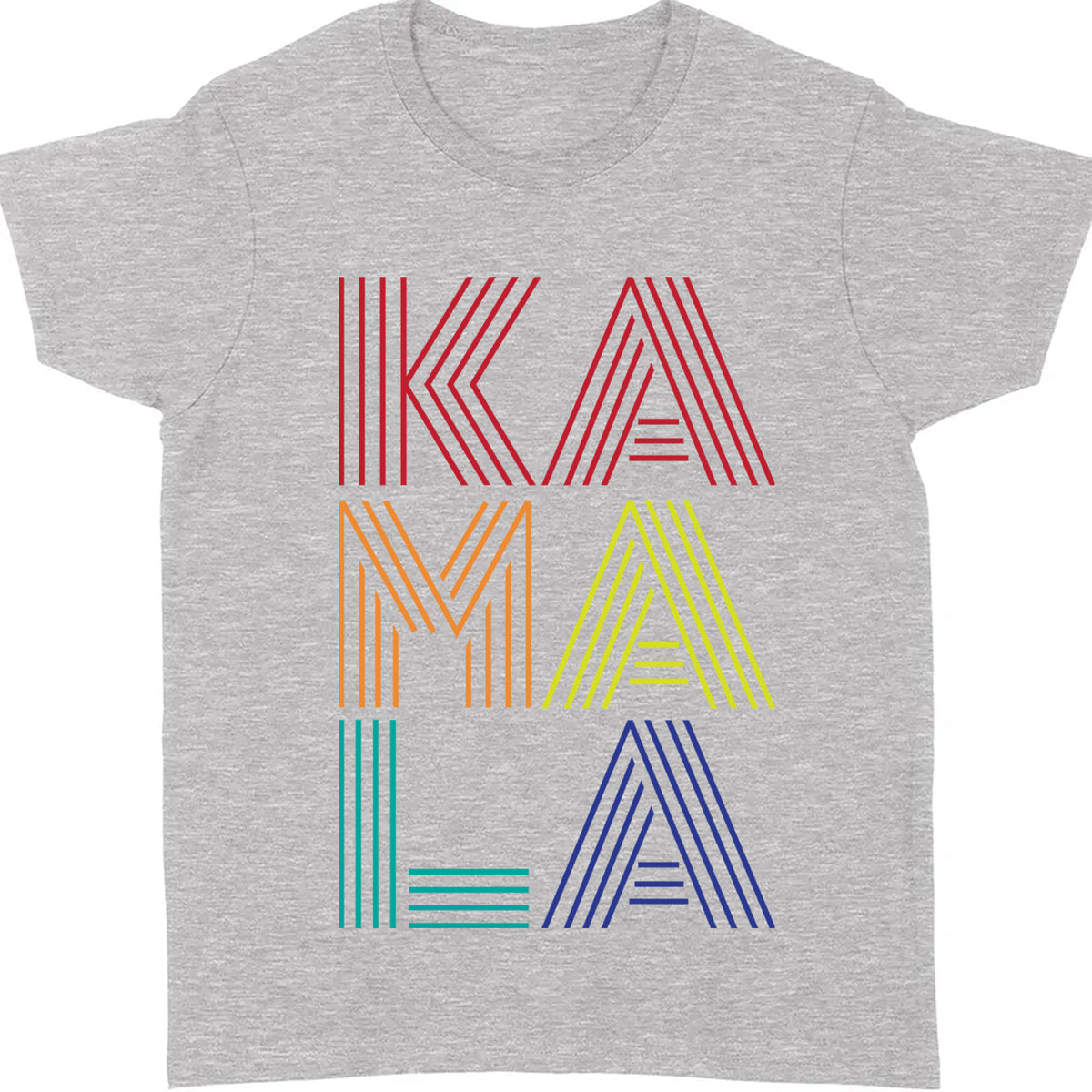 Rainbow Lines Kamala Shirt | Kamala Harris 2024 Shirt | Democrat Shirt Dark T1452 - KH2
