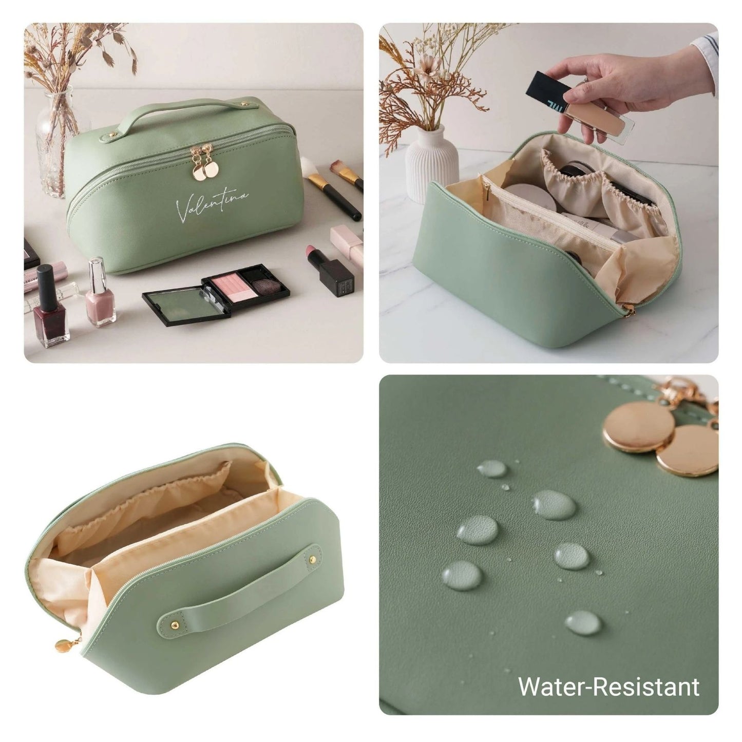 Personalized Name Makeup Bag | Custom Leather Cosmetic Bag | Printing Makeup Bag | Bridesmaid Gift 683746