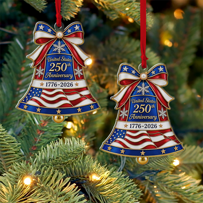 USA 250th Anniversary Christmas Bell Acrylic Ornament 1776-2026 Patriotic Tree Decor 686460