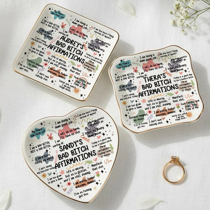 Affirmations Ring Dish | Personalized Trinket Tray | Custom Name Jewelry Tray | Mother's Day Gift 684753