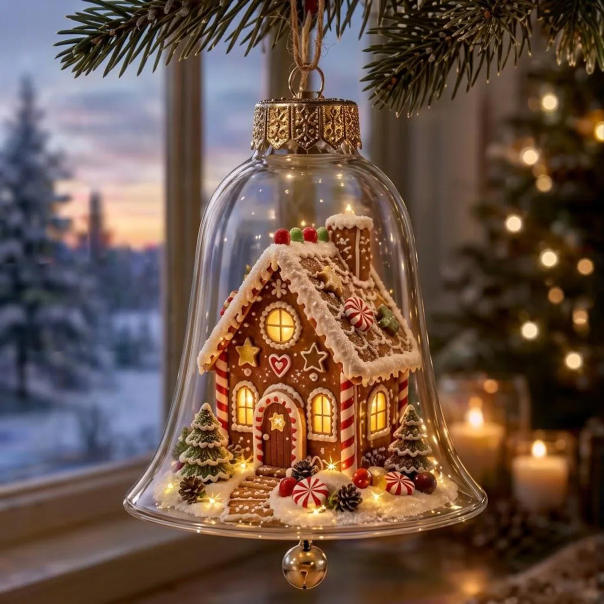 Glowing Glass Bell Christmas Ornament, LED Lighted Santa Angel Snowman Holiday Tree Decoration Gift 686760 WFD