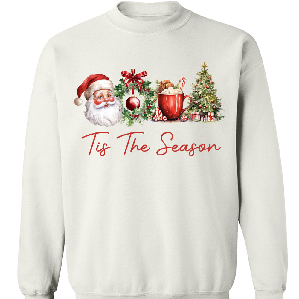 Tis The Season Shirt, Retro Santa Claus Sweater, Water Color Santa Claus Sweatshirt T1638