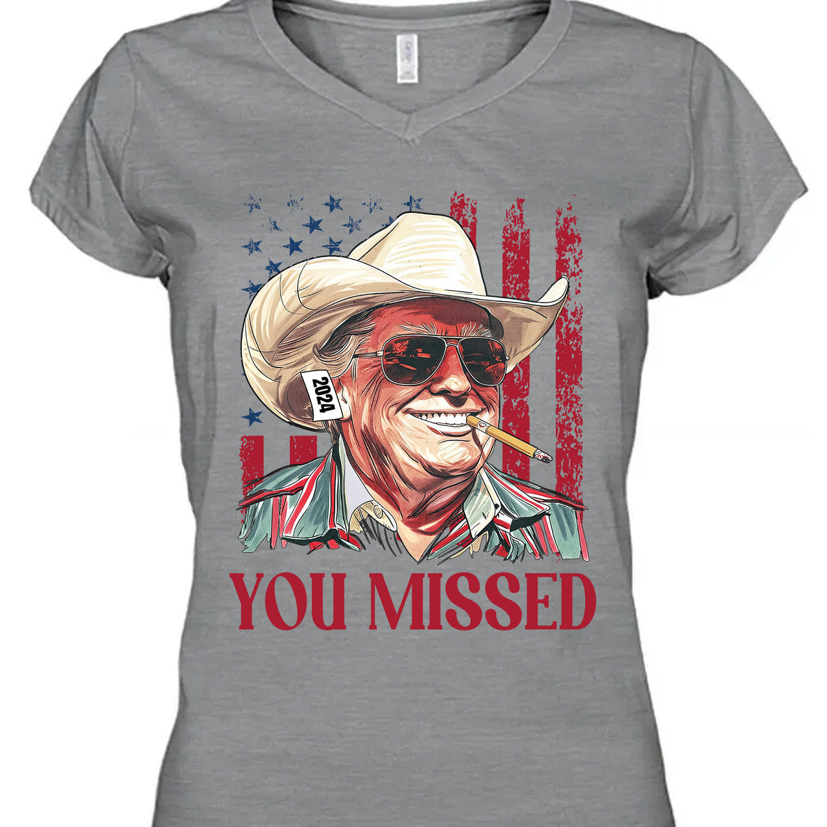 Trump You Missed Shirt | Trump Fight Tee | Trump Cowboy You Missed Shirt | Trump Supporters Shirt Bright C1490 - GOP