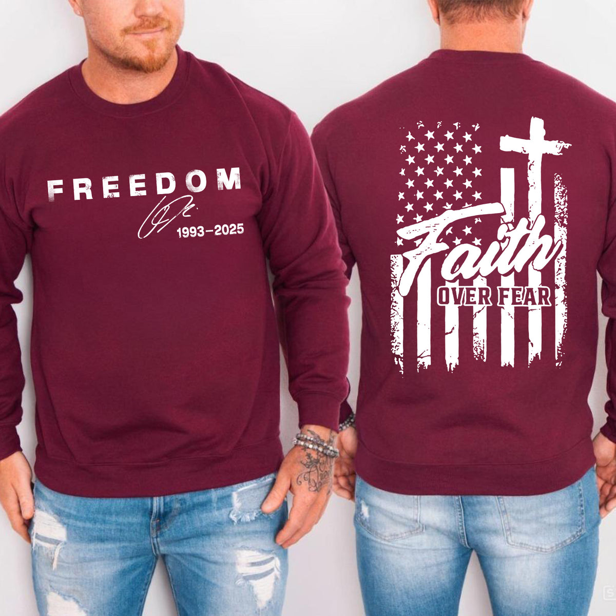 Faith Over Fear Charlie Kirk Red Shirt | Red Freedom Shirt | We Wear Red Charlie Kirk Birthday October 14 Front & Back Shirt 683206