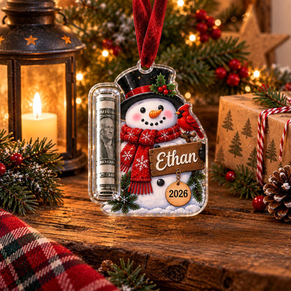 Personalized Christmas Acrylic Money Holder Ornament, Custom Christmas Tree Keepsake 686510 WFD