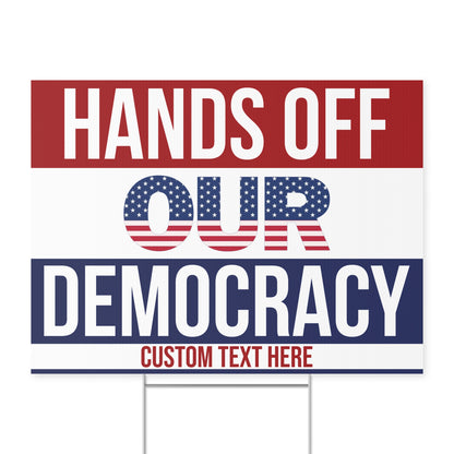 Personalized Hands Off Our Democracy Yard Sign – Custom 8647 Anti Trump Protest Printable For April 5th Rally, Anti-DOGE Yard Sign 682206