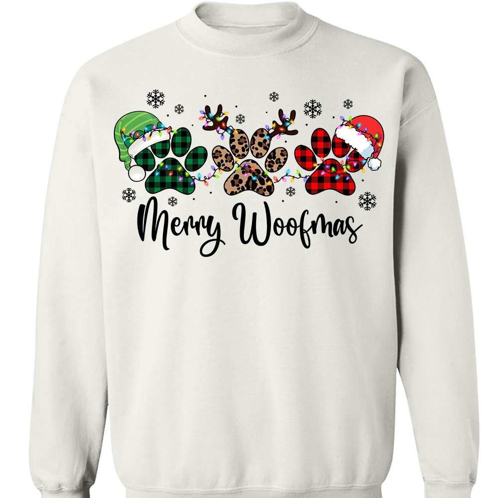 Merry Woofmas Sweatshirt, Pet Lovers Christmas Sweatshirt, Happy Christmas Ugly Sweatshirt - K1491