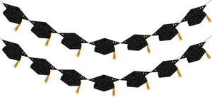 Graduation Decorations Class of 2024 Glitter Pre-Strung Congrats Grad Graduation with Tassel Party Congratulations Banner Decor College High School Graduation Party Favors Black