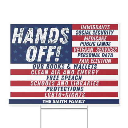 Personalized Hands Off Yard Sign – Custom 8647 Anti Trump, Anti MAGA Protest Sign for Democrats, Resist MAGA And Oligarchy 682208