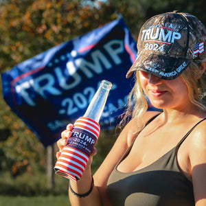 Unique America Trump 2024 Supporter Kit | Trump 2024 Flag Hat Keychain Beer Holder Bracelet