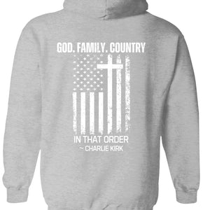 God Family Country Charlie Kirk Shirt | Justice Charlie Kirk Memorial Backside Shirt 683003