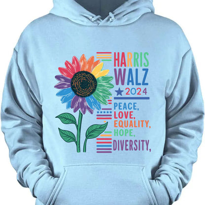 Harris Walz Peace Love Shirt | Kamala Harris 2024 Shirt | Democrat Shirt Bright T1438 - KH2