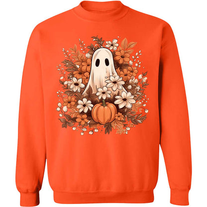 Fall Floral Ghost Halloween Shirt, Autumn Pumpkins Trendy Halloween Shirt 776V3
