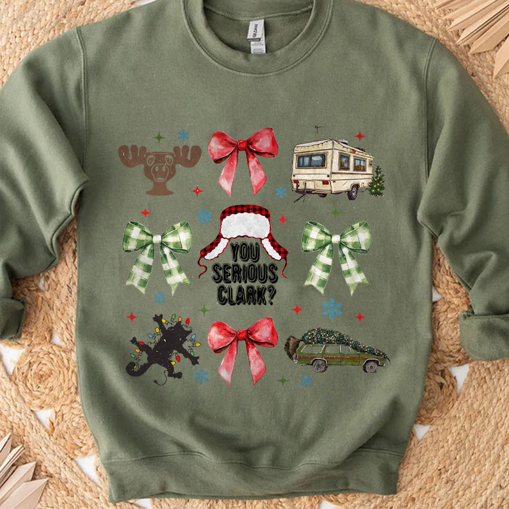 Christmas Coquette Bow Shirt, Retro Christmas Sweater, Funny Xmas Holiday Sweatshirt T1656