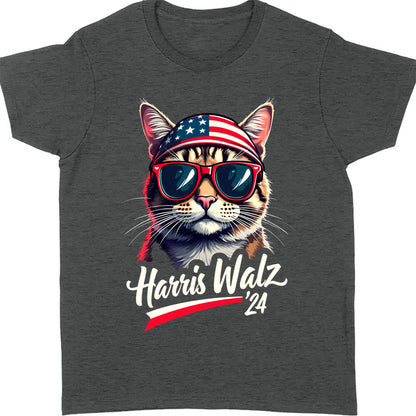 Cat Harris Walz 2024 Shirt | Kamala Harris 2024 Shirt | Democrat Shirt Dark T1400 - KH2