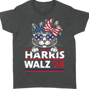 Cat Harris Walz 2024 Shirt | Kamala Harris 2024 Shirt | Democrat Shirt Dark T1402 - KH2