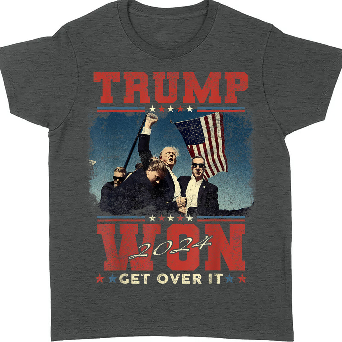 Trump Won Get Over It, Trump Victory Shirt, Celebrate the Win Election 47th Shirt Dark T1706 - GOP
