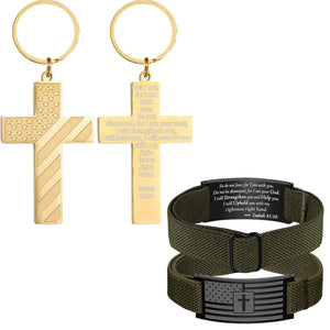 Custom Cross Keychain | American Flag Cross Nylon Bracelet For Men | Stocking Stuffers For Man 684049