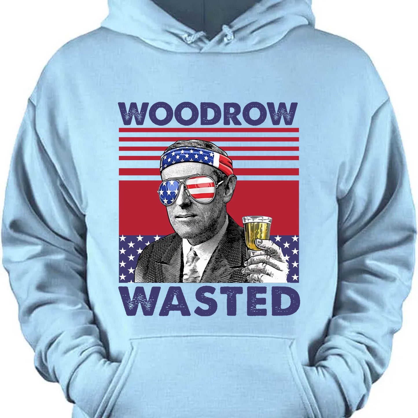 Woodrow Wasted Funny 4th Of July Drinking Shirt Bright T1185