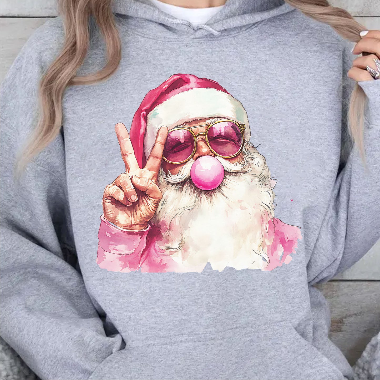 Retro Santa Christmas Blowing Bubble, Vintage Merry Christmas Sweater, Funny Santa With Sunglasses Xmas Holiday Sweatshirt C1633