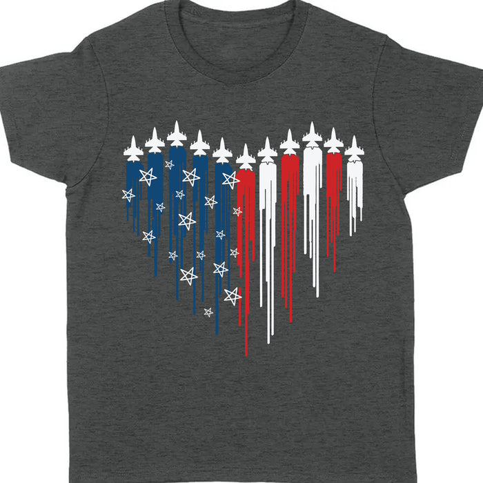 Fighter Jet Airplane American Flag Unisex Shirt | Red White Blue Shirt | Independence Day Shirt | 4th of July Shirt Dark C1059