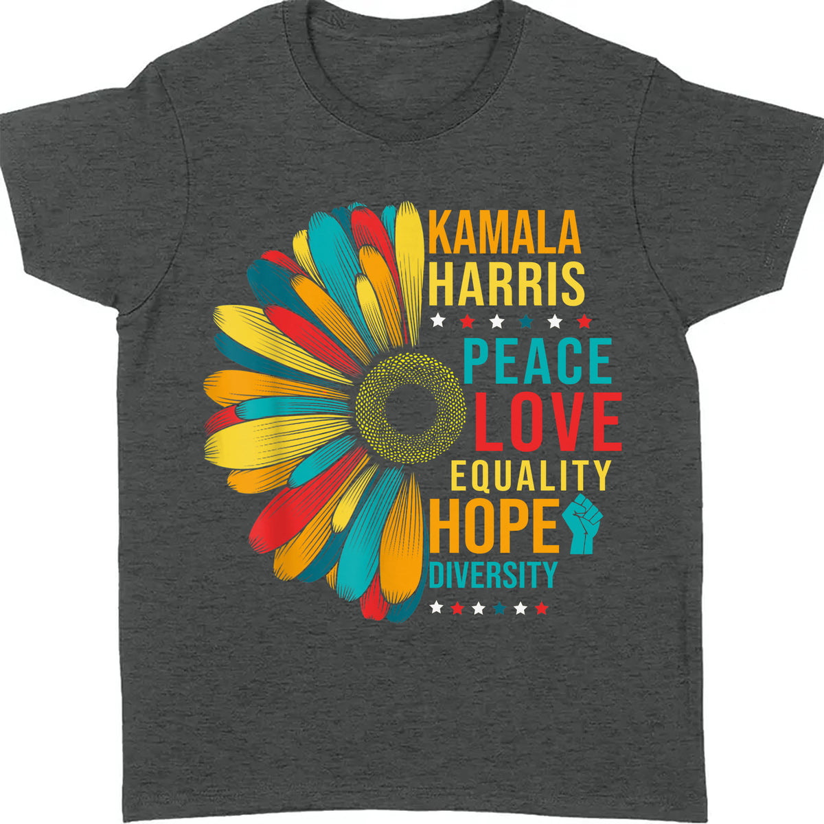 Kamala Harris Peace Love Equality Hope Diversity, Womens Power, Madam President, Kamala Harris 2024 Shirt, Democrat Shirt Dark T1370 - KH2