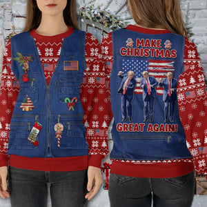Make Christmas Great Again Ugly Sweater | Funny Trump Dancing All-Over-Printed Sweatshirt | Christmas Gift For Trump Supporters 683602 – GOP