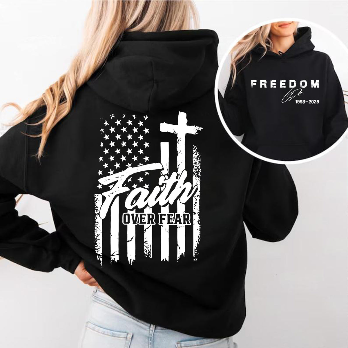 Faith Over Fear Charlie Kirk Red Shirt | Red Freedom Shirt | We Wear Red Charlie Kirk Birthday October 14 Front & Back Shirt 683206